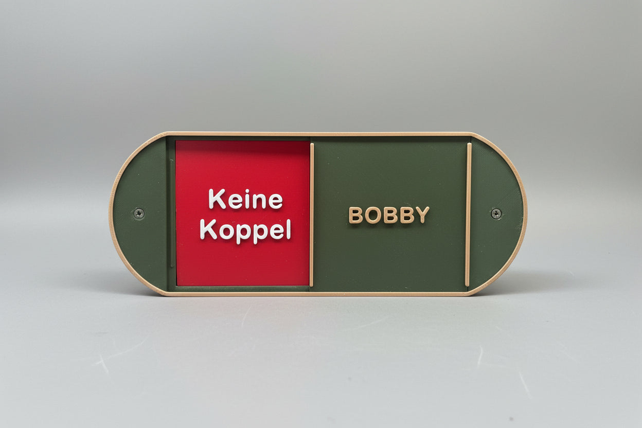 Koppelschild mit Klick-Mechanismus – Klarheit auf einen Blick