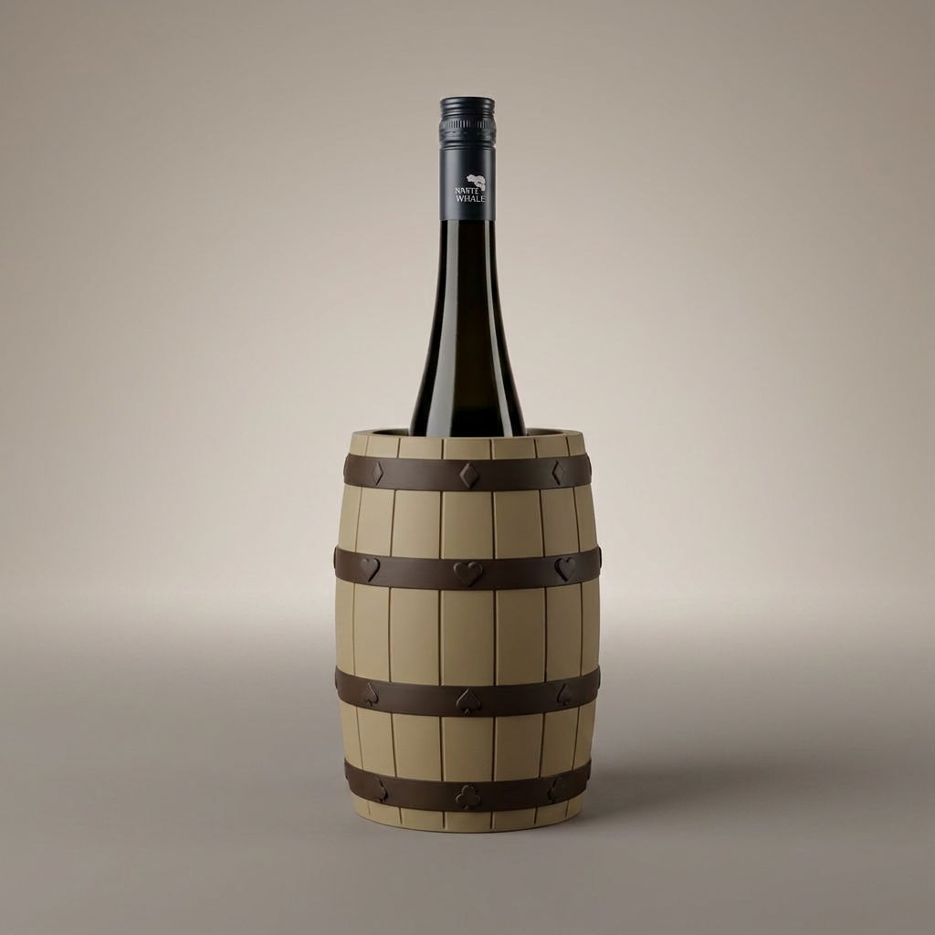 Wine cooler with wine barrel design